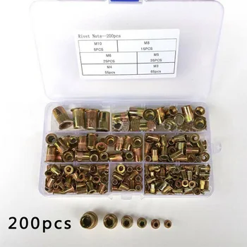 

Zinc Steel Rivet Nut Kit Metric Rivnut Nutsert Assort M3 M4 M5 M6 M10 Pack 200