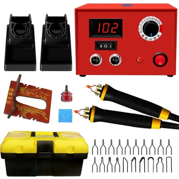 

New 220V 50W DIY Craft Multifunction Pyrography Machine with Pyrography Pen Copper Heating Solder Tip Gourd Wooden Tool Set