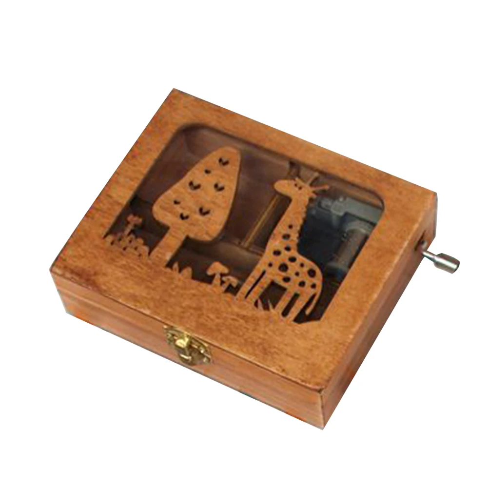 Изысканные игрушки, детские подарки, музыкальная шкатулка, мультяшная большая ручная рукоятка, ремесла, Artware, лесная декорация для дома с животными, резная Милая ретро