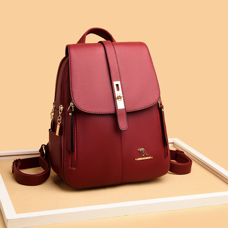 Winter 2021 Women Leather Backpacks Fashion Shoulder Bags Female Backpack Ladies Travel Backpack Mochilas School Bags For Girls 2