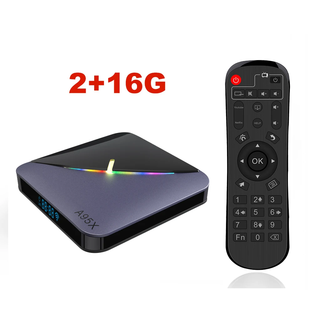 2g16g A95X F3 Android 9,0 RGB светильник Смарт ТВ коробка Amlogic S905X3 четырехъядерный 2,4G/5G Wifi BT Netflix Google медиа телеприставка A95XF3 - Цвет: 2g16g