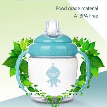 

260ml Baby Training Drinking Cup Baby Kettle Printed Duckbill Cup Dual Handle Drinking Cup Feeding New