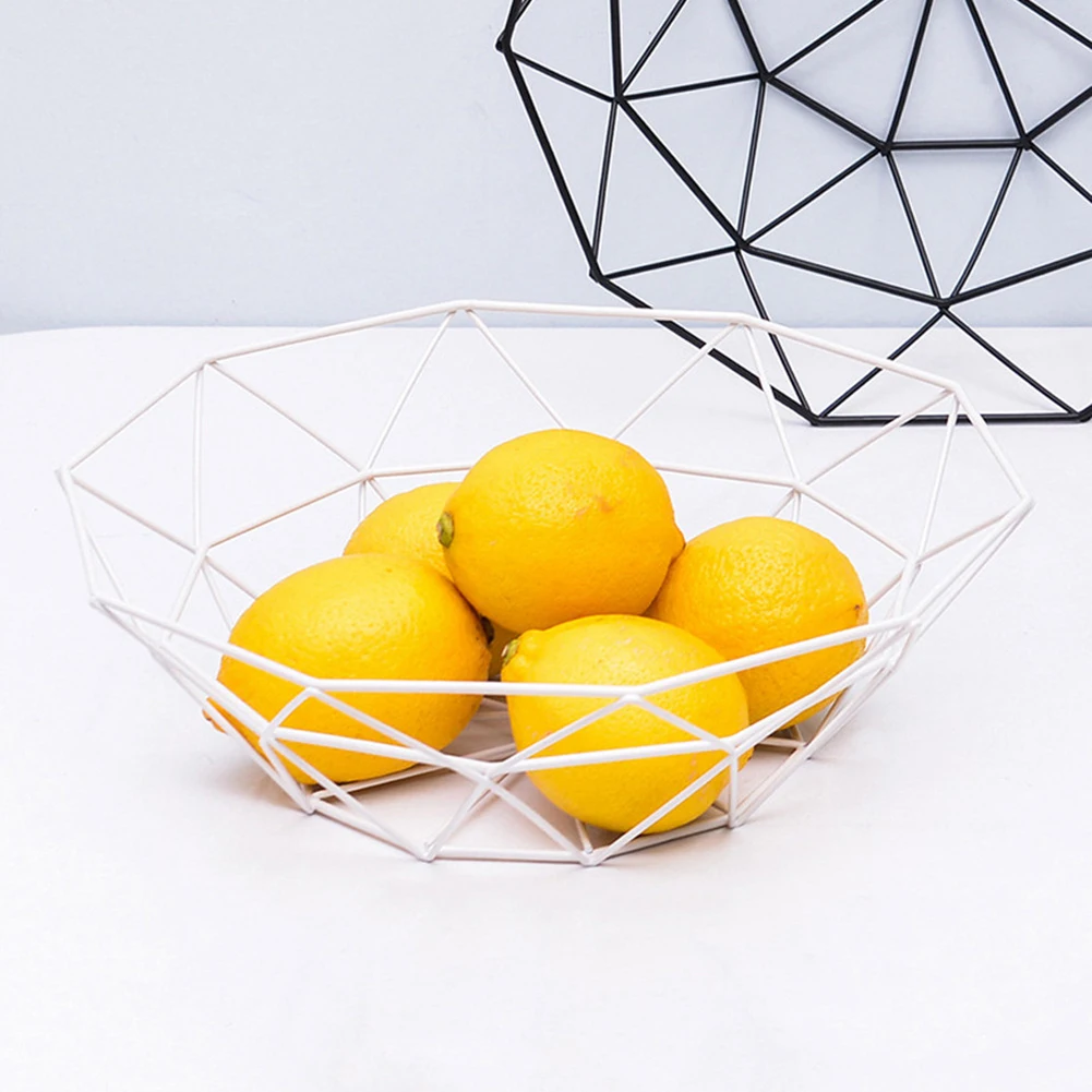 New Lydia Hommy Geometric Fruit Vegetable Metal Storage Basket Kitchen Desktop Display Storage Bag Mesh Bowl Organizer