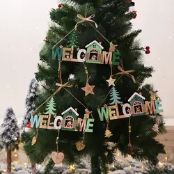 2019 DIY рождественская елка приветственные знаки, деревянные поделки, новогоднее рождественское подвесное украшение для дома, двери, окна