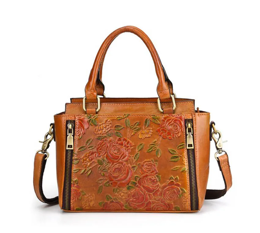 Women Genuine Leather bag new retro leather handbags shoulder messenger bag Original color tote bag