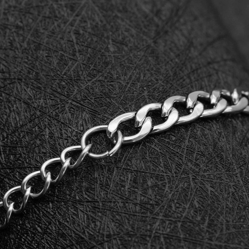 Серебряный браслет наручники мужские из нержавеющей стали бусина цепь на браслет с подвесками на руку подарок для мужчин аксессуары панк наручники на руку
