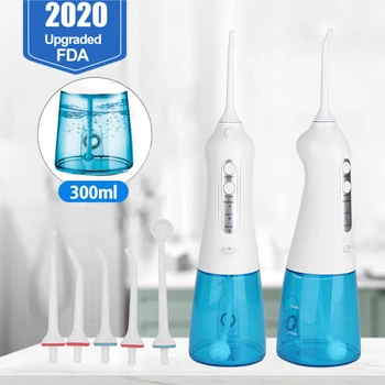 

Portable oral irrigator Rechargeable 5 Nozzles USB 3 gears Cordless Water Dental Flosser Jet Floss WaterToothPick 300ml beauty