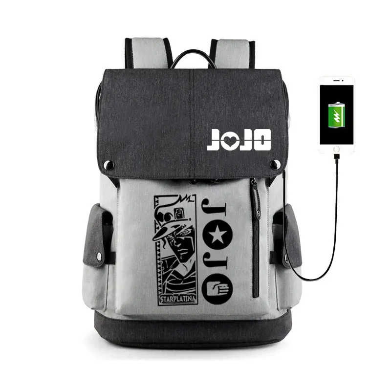 Аниме JOJO причудливый Adventrue рюкзак сумки shudent школьный нейлон путешествия USB сумка для ноутбука
