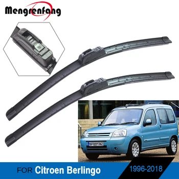 

For Citroen Berlingo Car Wiper Blades Soft Rubber Front Windscreen Wiper Blade J Hook & Push Button Arms 1996-2018