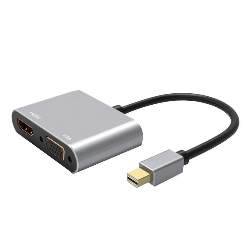 AABB-2 in 1 Mini Displayport DP To HDMI VGA Adapter Cable 4K 1080P Mini DP Converter