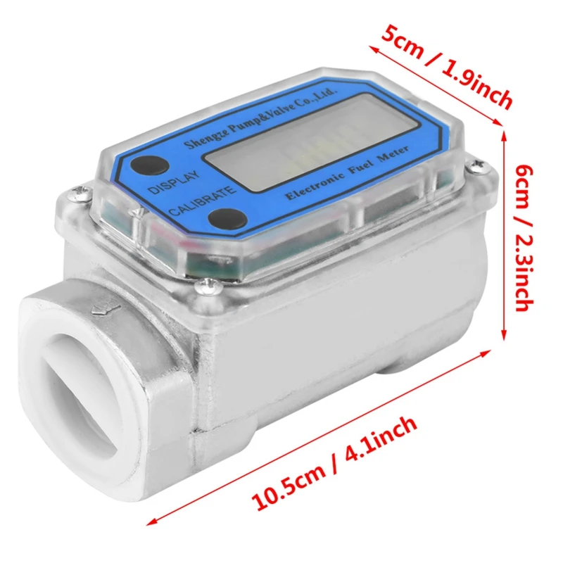 ELEG-Lcd Цифровой турбинный расходомер топлива Расходомер 15-120L для химических веществ вода море Регулировка расходомер жидкости