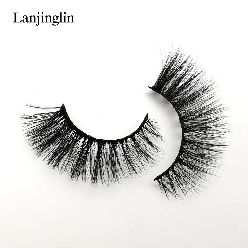 LANJINGLIN 100 pairs 3d mink faux lashes natural long false eyelashes extension make up fluffy wispy fake eyelash handmade | Красота и