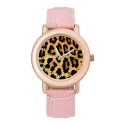 Reloj de cuarzo con estampado de leopardo para mujer, pulsera de mano ancha de acero con diseño de Animal, a la moda, para oficina