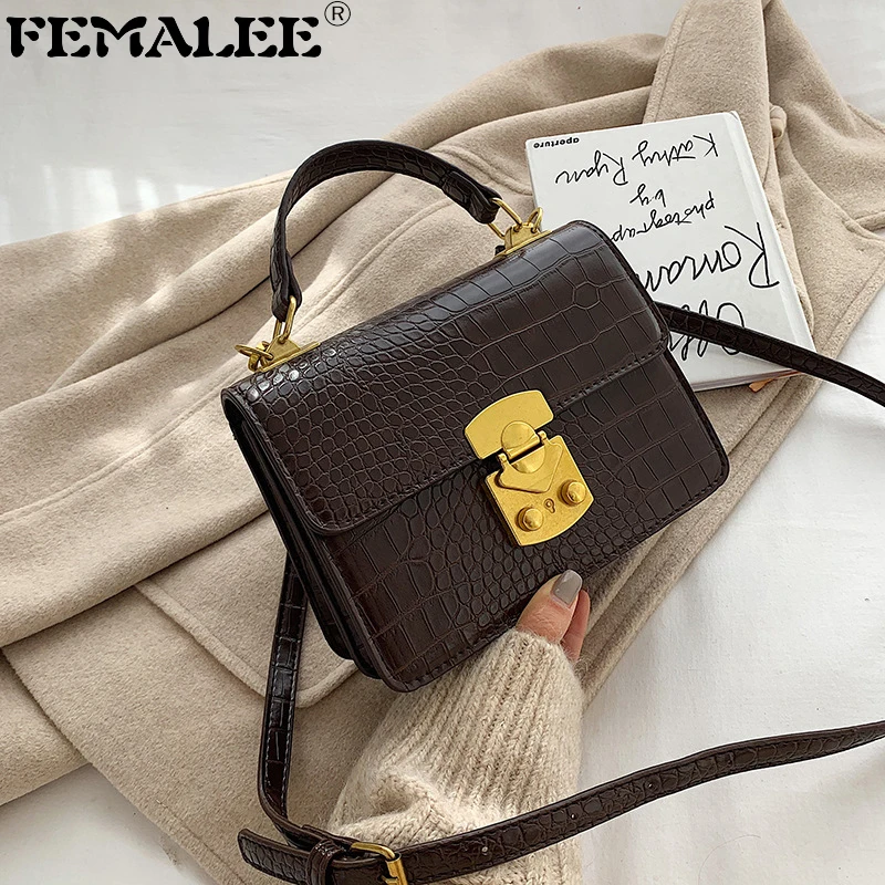 

Crocodile Shoulder Bag Flap Vintage small Women Tote Bag pu Leather Handbags Designer Crossbody Bags for Women Messenger Bags