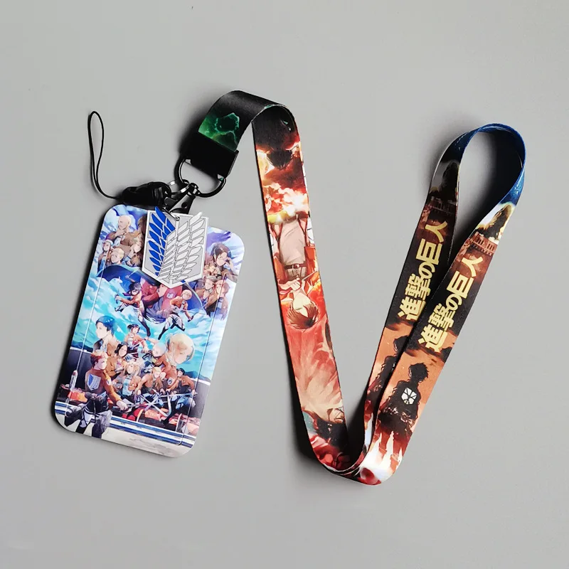 Card holder 1 set Japanese anime card cases lanyard keychains for Attack on Titan