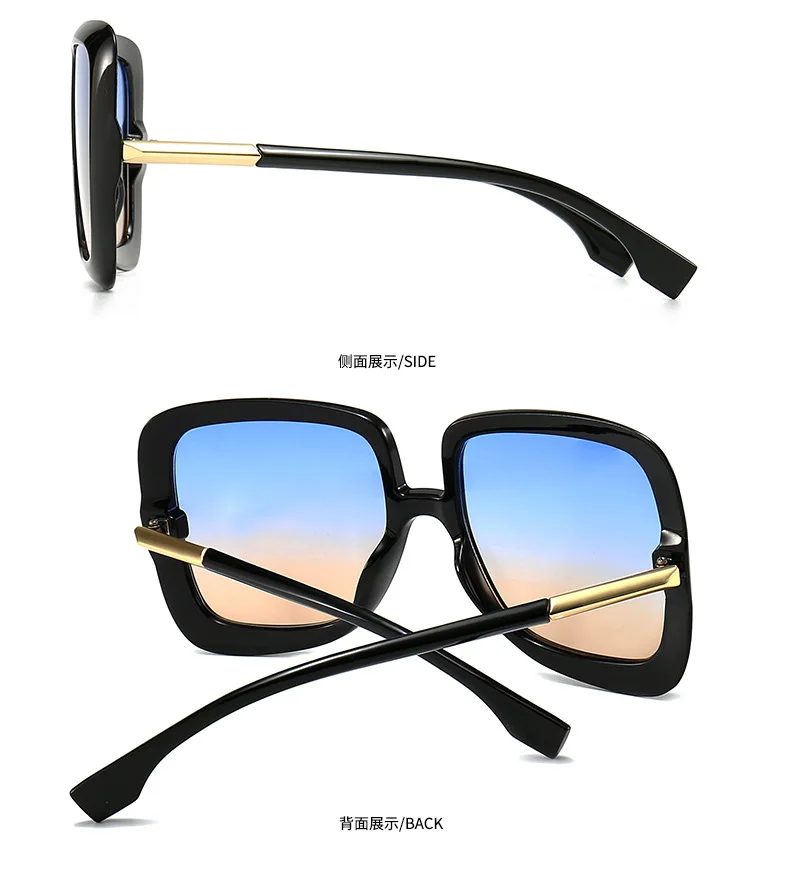 Women Retro Oversized Sunglasses Big Large Grain Frame
