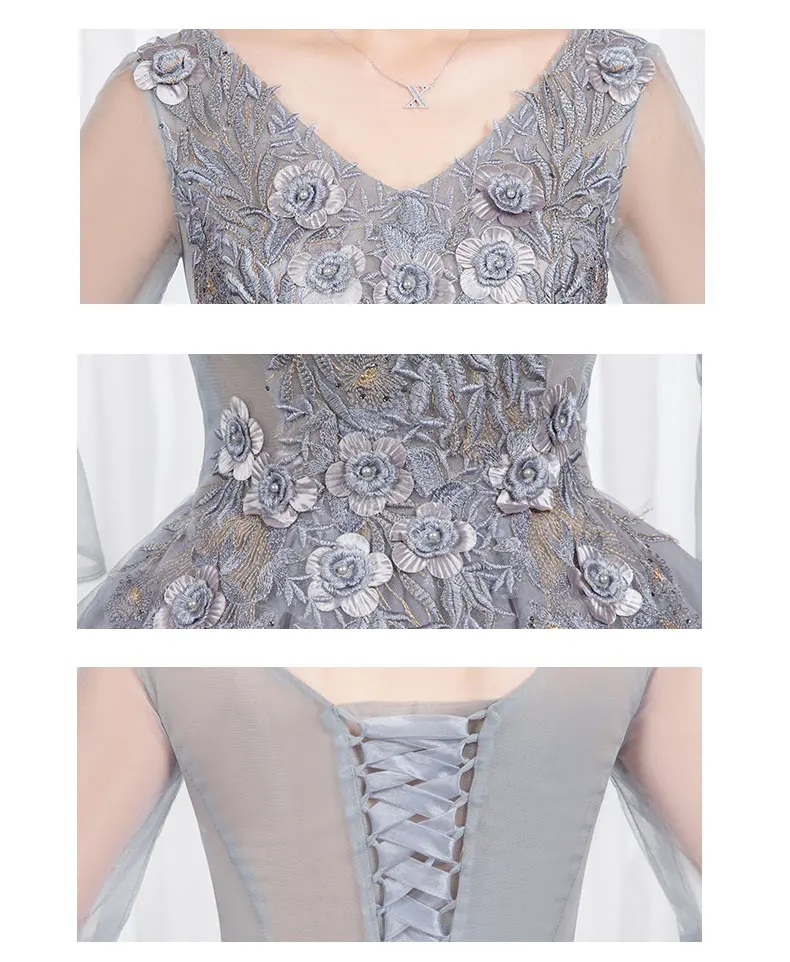 Robe De Soiree Новые Дешевые Бальные элегантные вечерние платья с цветочной вышивкой и v-образным вырезом кружевные вечерние платья для выпускного бала