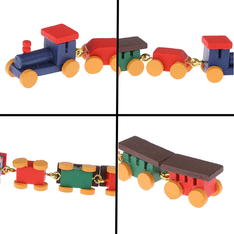Милый расписной деревянный Паровозик набор локомотив отсек игрушка вагоны 1:12 кукольный домик игра Кукольный дом Декор активные Игрушки Миниатюрный