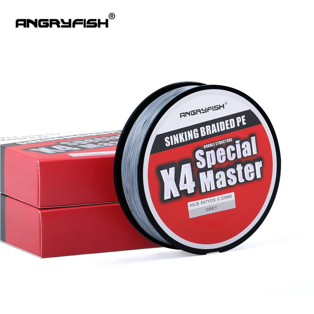 Angryfish X4 500M Master Series 4+1 Fast Sinking Braided Line Double Structre Smooth Strong tension Braided PE 12-80LB 4