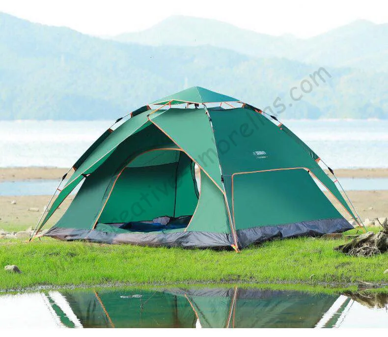 3-4 persons anti-thunder windproof fiberglass auto open hydraulic spring outdoor double layers anti-uv canopy liquid bom tents |