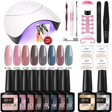 AZURE BEAUTY, 23 шт./лот, лампа для дизайна ногтей, Гель-лак, профессиональный комплект инструментов для маникюра, впитываемый базовый топ, покрытие для ногтей, светодиодный Гель-лак, набор для ногтей