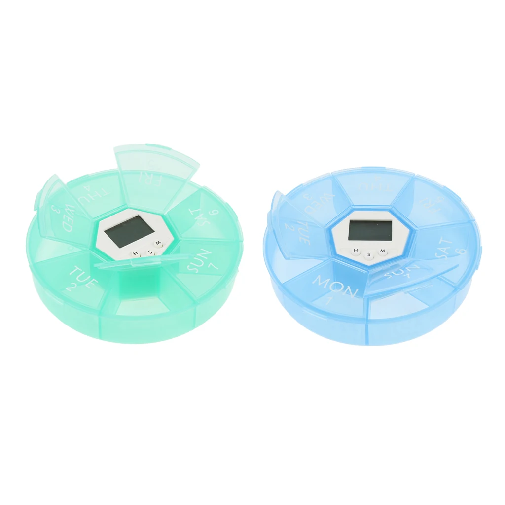 

Mini Portable Electronic Weekly AM/PM Pill Box Alarm Timer Reminders 7 Day Pill Organizer for Pills Vitamin Home Travel