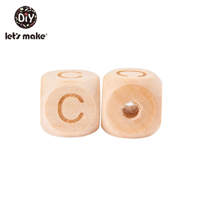 Let'S Make Wooden Beads For Rattles 500Pc Square Beech Wood Alphat English Letter Beads Baby Toys Diy Handmaking Wooden Teether C