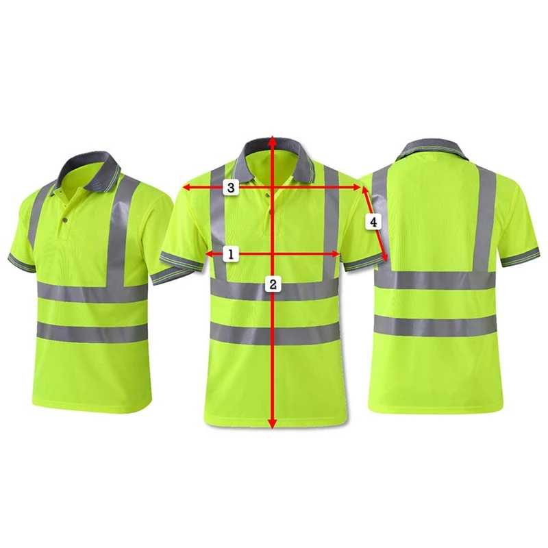 Moisture Wicking Reflective Shirt Short Sleeve Yellow Vest Safet Y Class 2 Unisex Construction Security Exercise(XL