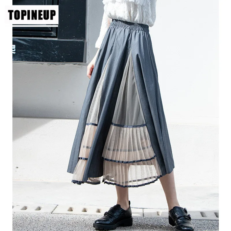 Женские многослойные плиссированные макси длинные юбки с высокой талией, модная нестандартная Свинг Юбка, повседневная одежда