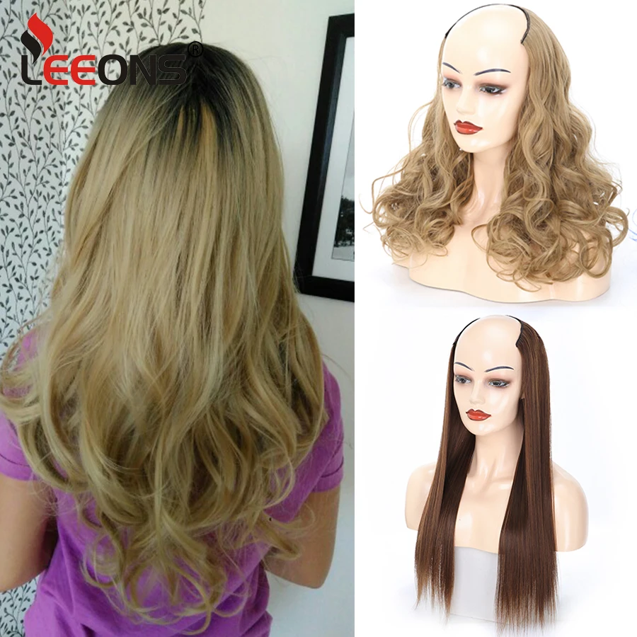

Leeons U Part Wig Synthetic Hair Clip In Hair Extensions Fake Mega Hair 7 Clip In Extension Ombre Heat Resistant Hairpieces 230G