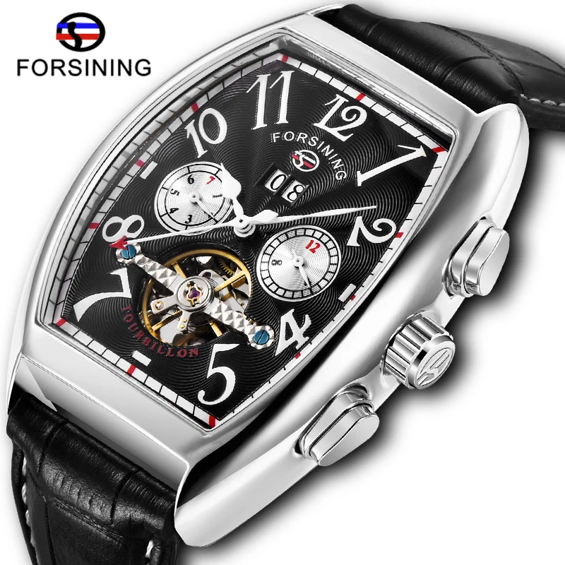 

Top Brand FORSINING Tonneau Design Mens Automatic Mechanical Watches Luxury Date Month Display Clock Men Wristwatch Montre Homme