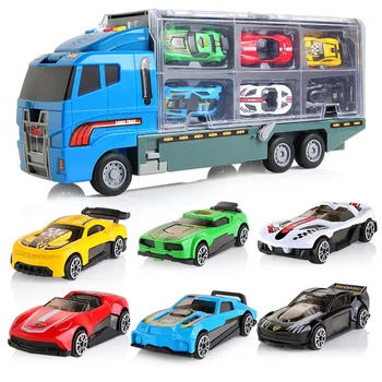 

Storage Container Truck with 6Pcs Alloy Small Cars Vehicles Toys with Diecast Mini Car Auto Wheels Magic Tracks Cars for Kids