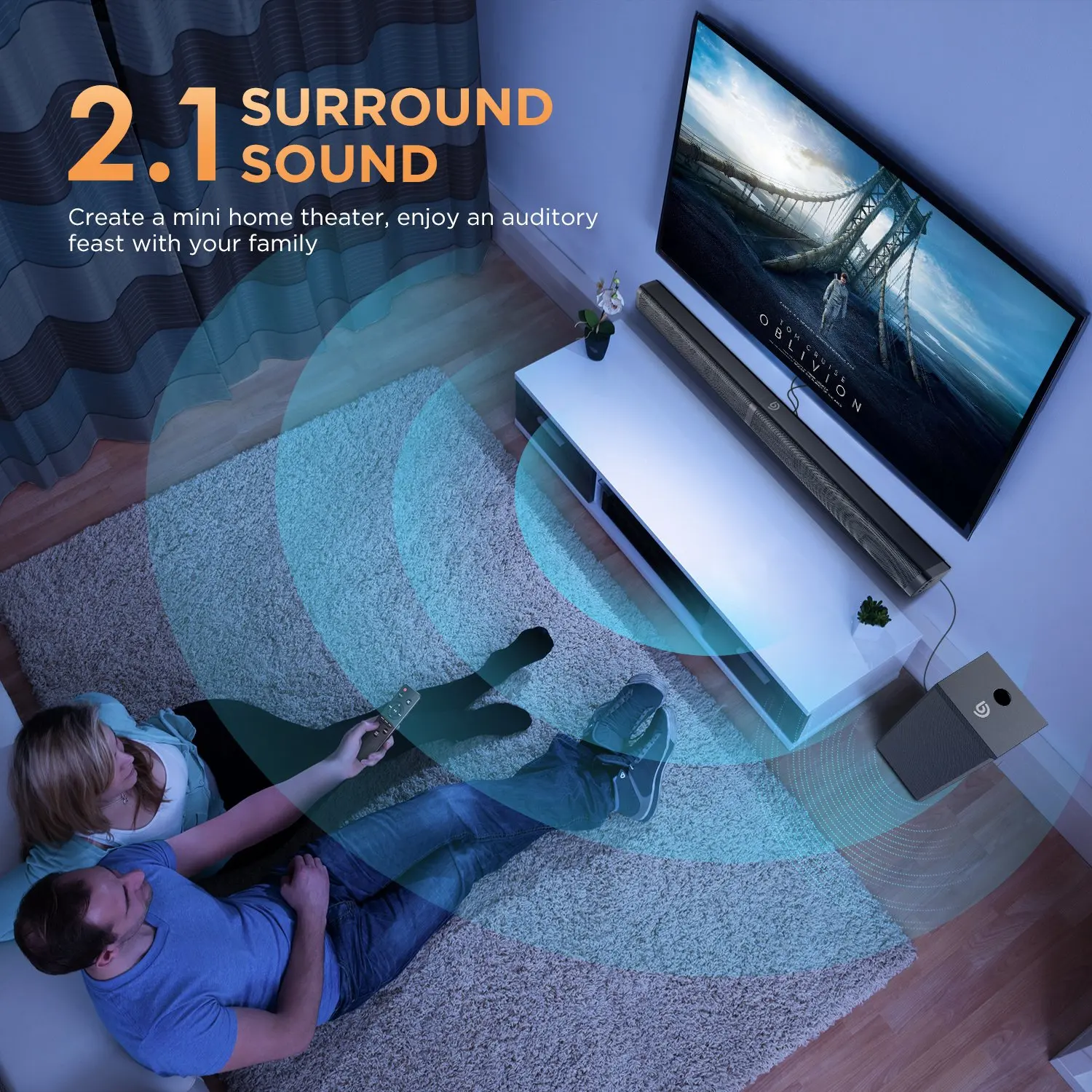 US $81.99 BOMAKER 100W TV SoundBar 2.1 Bluetooth Speaker 5.0 Home Theater Sound System 3D Surround Sound Bar Remote Control With Subwoofer