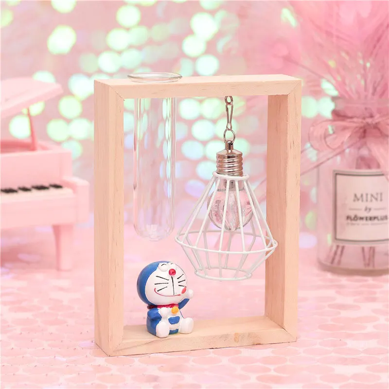 Светодиодный мультяшный ночной Светильник фигурка Doraemon деревянная рамка Настольная лампа для детей Детская спальня декоративная лампа для дома Рождественский подарок для девочек - Испускаемый цвет: A