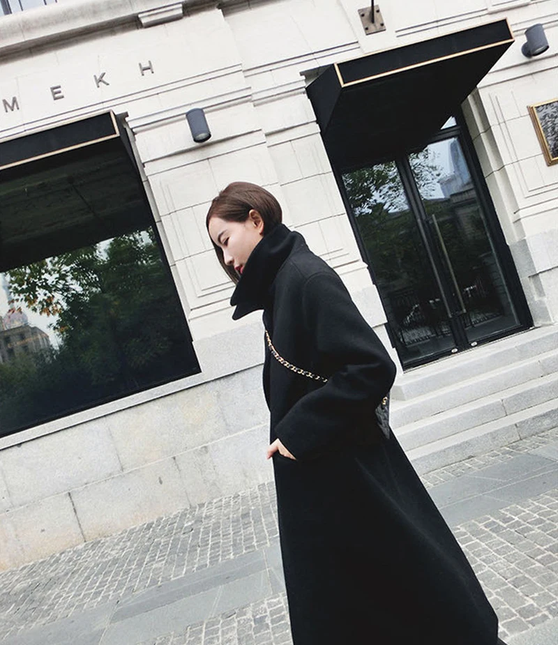 New Ladies' Jacket Fashion Single Breasted Slim Women Autumn Winter Wool Coat Long Wool Coat Spring Autumn Women Wool Coat