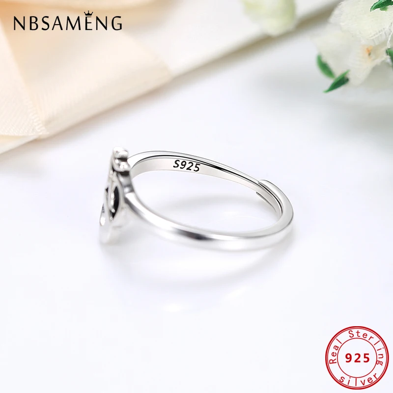 Silver Ring 925 Sterling Om Symbol Adjustable Finger for Women Gift