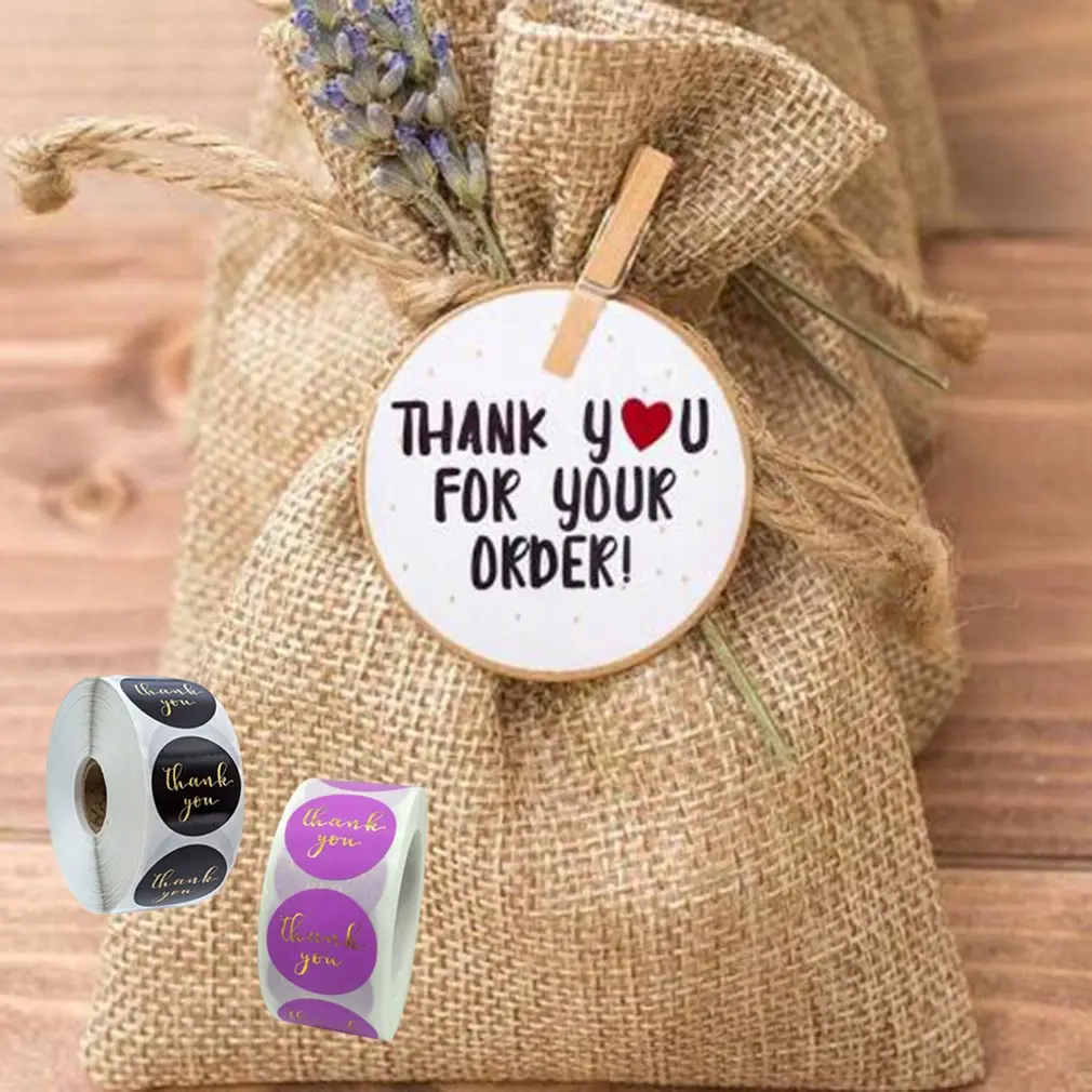

500pcs/roll Roll Thank You Flower Stickers Holiday Wedding Decoration Stickers Round Self-Adhesive Seal Labels 4 Inch
