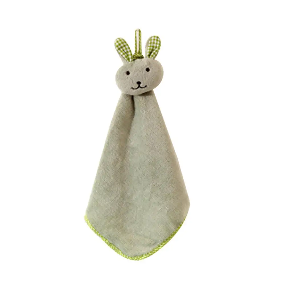 light green Милое утепленное подвесное полотенце для рук с мультяшным Кроликом, новые яркие цвета, мягкий Коралловое бархатное полотенце для ванной комнаты, кухонной раковины, 1 шт - Цвет: light green
