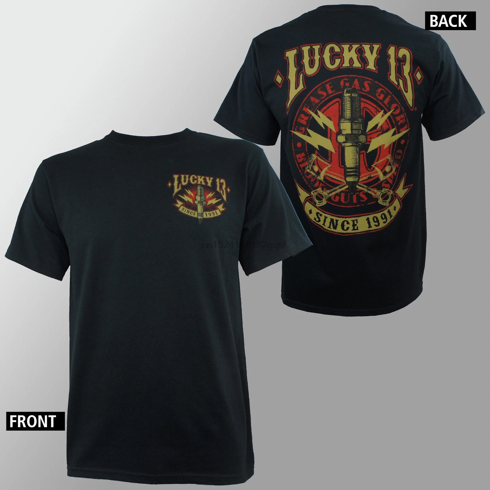 100% LUCKY 13 Amped смазка газ Глория крови кишки футболка M L XL XXL 3XL Новинка | Мужская