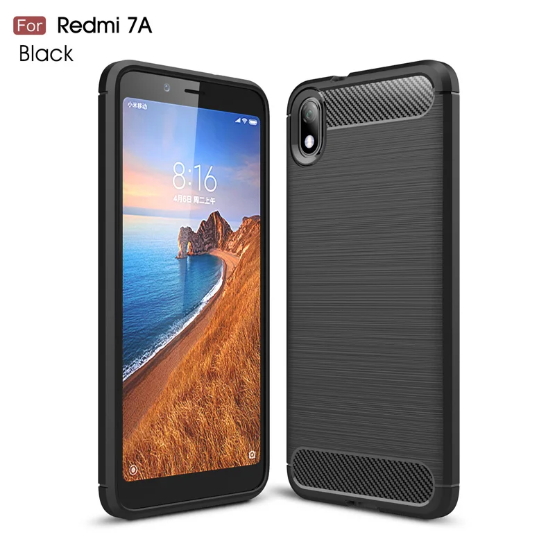 Черный Для Xiaomi Redmi 7A чехол Redmi 7A Силиконовый ТПУ карбоновый Мягкий силиконовый чехол для Xiomi Redmi 7A чехол s Coque 5,45 дюймов - Цвет: Черный