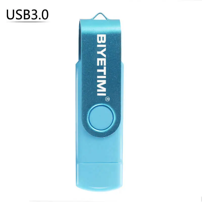 Light blue Biyetimi Usb 3,0 OTG USB флэш-накопитель для смартфона/ПК 64 ГБ 32 ГБ 16 ГБ 8 ГБ 128 ГБ Флэшка высокоскоростная ручка-накопитель пакет - Цвет: Light blue