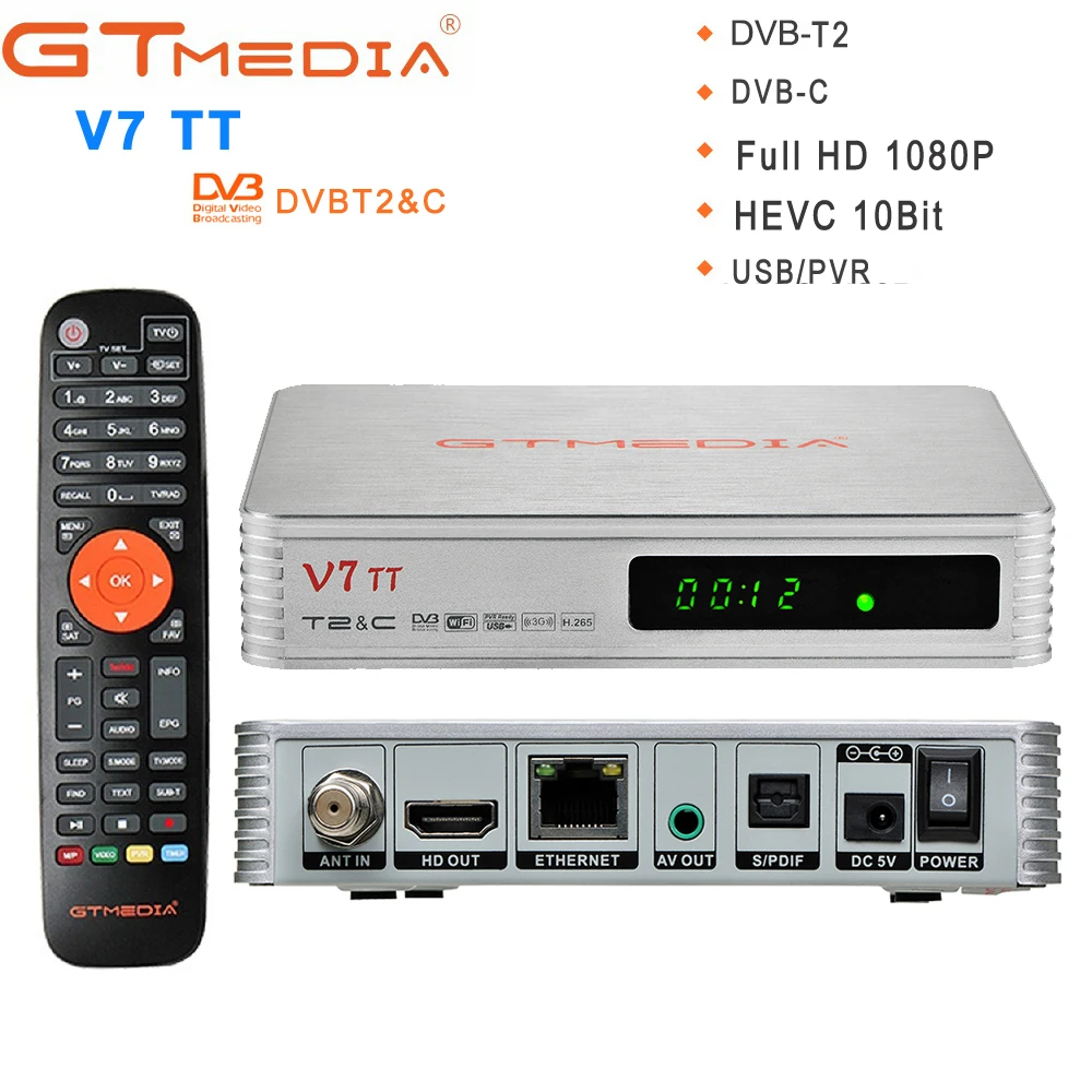 1080P GTMEDIA V7 TT Terrestrial TV Decoder Full HD DVBT2 Support DVB-T/T2/Cable/J.83B H.265 DVB-C Digital USB Wifi | Электроника