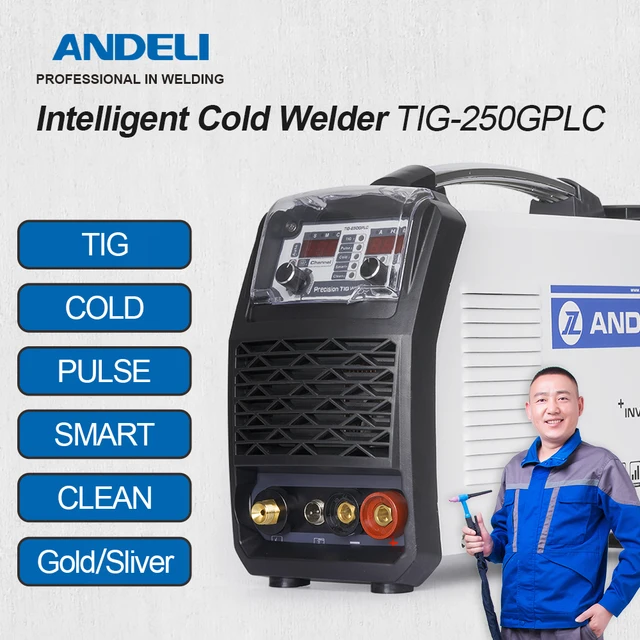 ANDELI-máquina de soldadura TIG de 110V y 220V, soldador TIG-250GPLC de pulso en frío, para oro y plata 1
