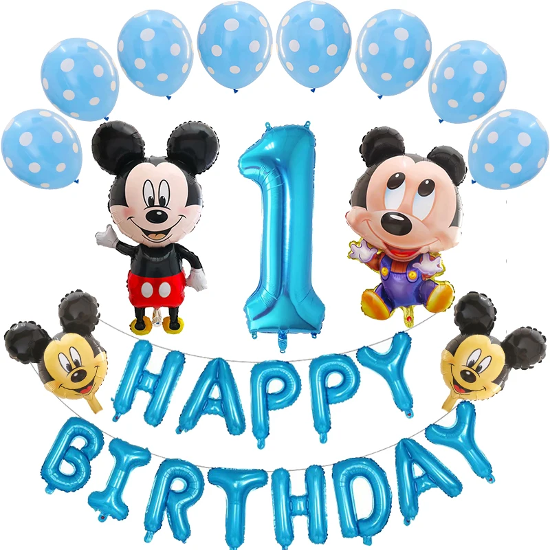 26 шт. Микки Минни воздушные шары в форме мыши мультфильм воздушный шар из фольги Минни с надписью день рождения 12 дюймов латексные шары - Цвет: Черный