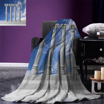 

Pillar Throw Blanket Historical Theme with Four Ancient Marble Pillars and The Sky Digital Image Blanket for Bed Couch Pale Grey