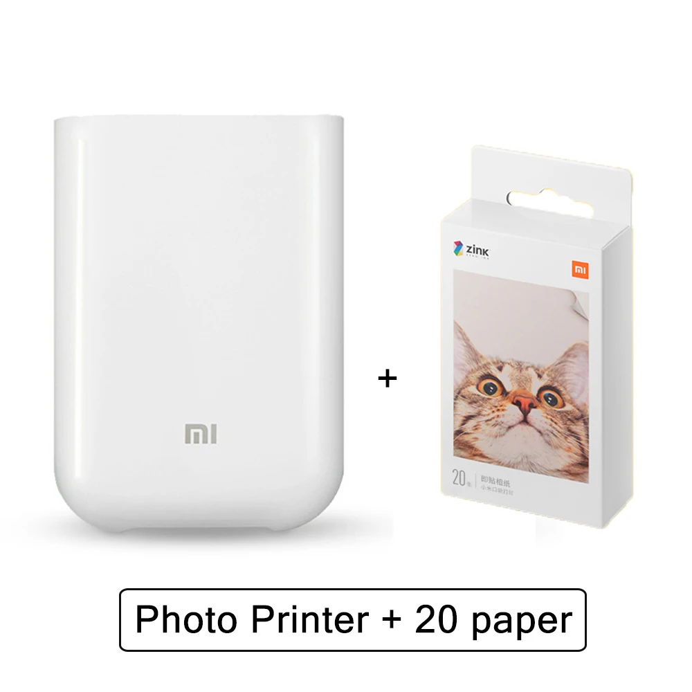 Printer add 20 Paper XIAOMI Mijia AR принтер 300 точек/дюйм портативный фото мини карман с DIY Share 500 мАч беспроводной термальный фотопринтер Видео Печать - Цвет: Printer add 20 Paper