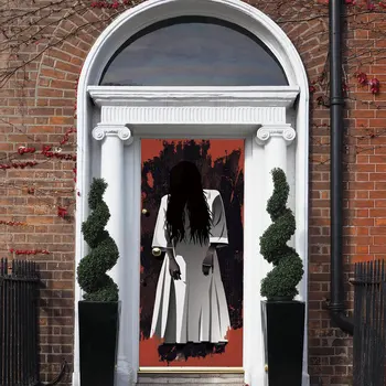 

Halloween Horror Scary Door Sticker Female Ghost Creative 3d Door Sticker Holiday Party Team Home Decor Wall Sticker
