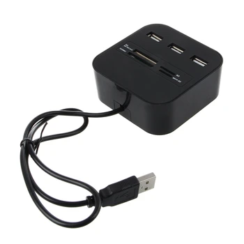 

All In 1 Combo Hub USB 2.0 3 Ports Card Reader for SD MMC M2 MS Pro Duo Black
