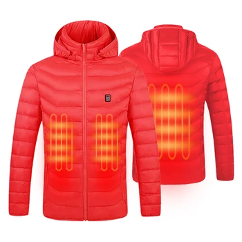 

Unisex Lightweight Heated Jacket USB Smart Heated Down Jacket Mens Windproof Hooded Jacket for Outdoor Traveling Motorsport