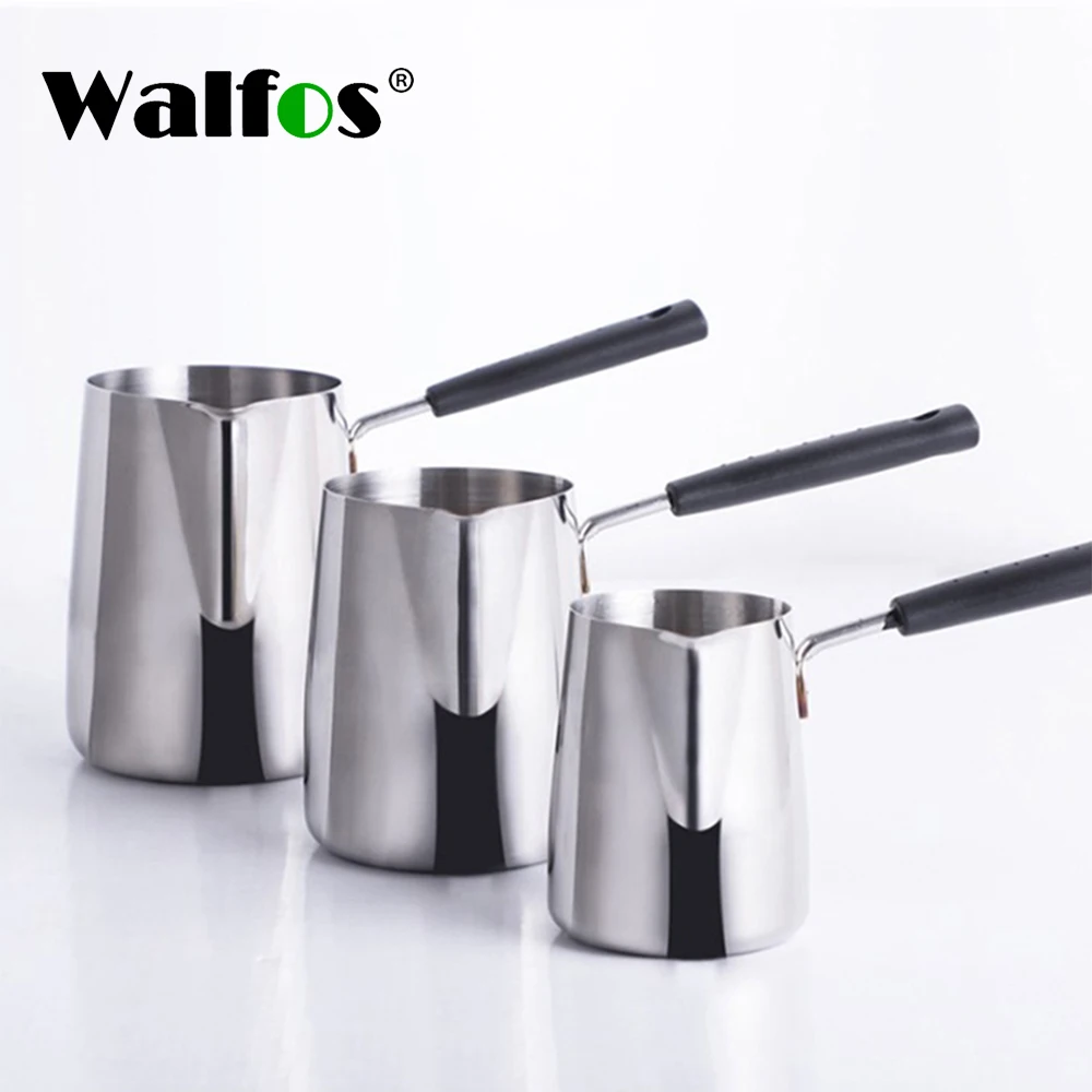 Walfos Long Handle wax melting pitcher Wax Melting Pot DIY Candle Soap Melts Pot Scented Wax Melts Metal Coffee Toroid Pitcher